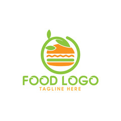 Fork leaf organic logo design. Healthy food icon template.
