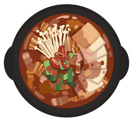 Kimchi-jjigae , Kimchi stew illustration