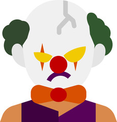 horror clown character flat design icon

