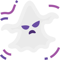 spooky white ghost character flat design icon