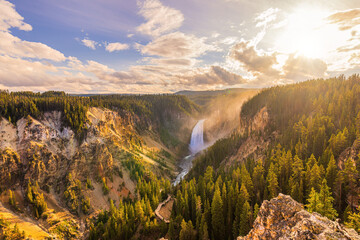 Amazing sunset at the Grand Canyon of the Yellowstone.
