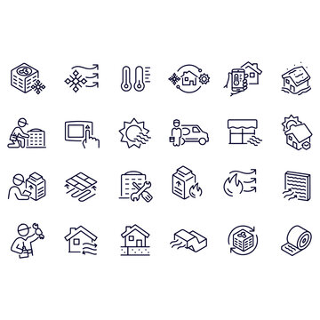  Heating and Cooling HVAC  icons vector design 