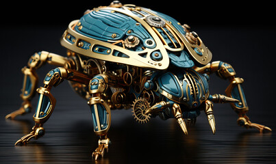 Beautiful mechanical bug, steampunk animal, 3d illustration.