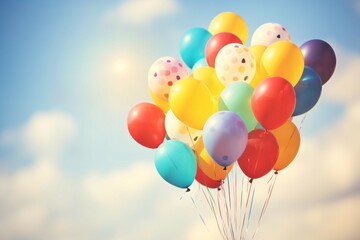Embracing World Smile Day with Multi-Color Colorful Balloon Celebration in the Sky, Generative AI