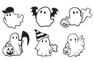 Retro Ghost Halloween t-shirt design. Cute cartoon. vintage 