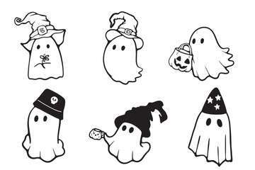 Retro Ghost Halloween t-shirt design. Cute cartoon. vintage 