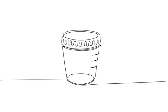 recommend clip art: Test tube. Plastic Jar for analysis of urine, feces, sperm medical supplies, equipment one line art. Continuous line drawing of medication, healthcare, clinical, disposable, tool, healthy