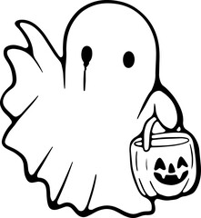 Retro Ghost Halloween t-shirt design. Cute cartoon. vintage 