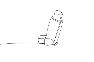 Inhaler for asthmatics, salbutamol, Asthma inhaler, medical supplies, equipment one line art. Continuous line drawing of medication, clinical, disposable, tool, inhalation, lung treatment