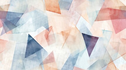 Seamless abstract modern pattern of geometric shapes and lines painted in watercolor. Generative AI.