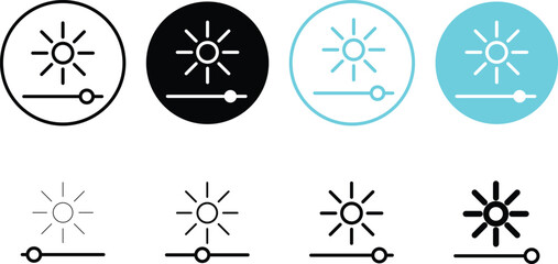 Brightness level icon, bright slider icon - light control icons