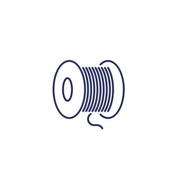 recommend clip art: coil cable reel line icon on white