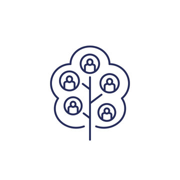 genealogy tree line icon on white
