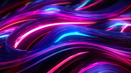 Futuristic abstract background, colorful neon lines, waves, neon glow on a dark background, AI generated..sea, palm trees, neon - 634034169