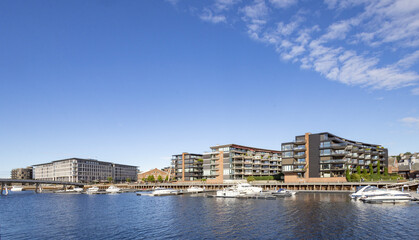 New residential area at the old Trondheim shipyard, Tr&oslash;ndelag, Norway