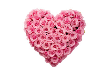 pink roses in the shape of a heart on a white background, in the style of velvia isolated PNG