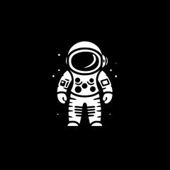 Astronaut - Black and White Isolated Icon - Vector illustration
