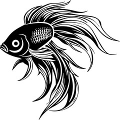Beta Fish | Black and White Vector illustration
