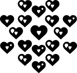 Hearts - Black and White Isolated Icon - Vector illustration