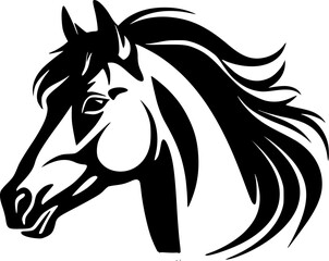 Horse | Black and White Vector illustration