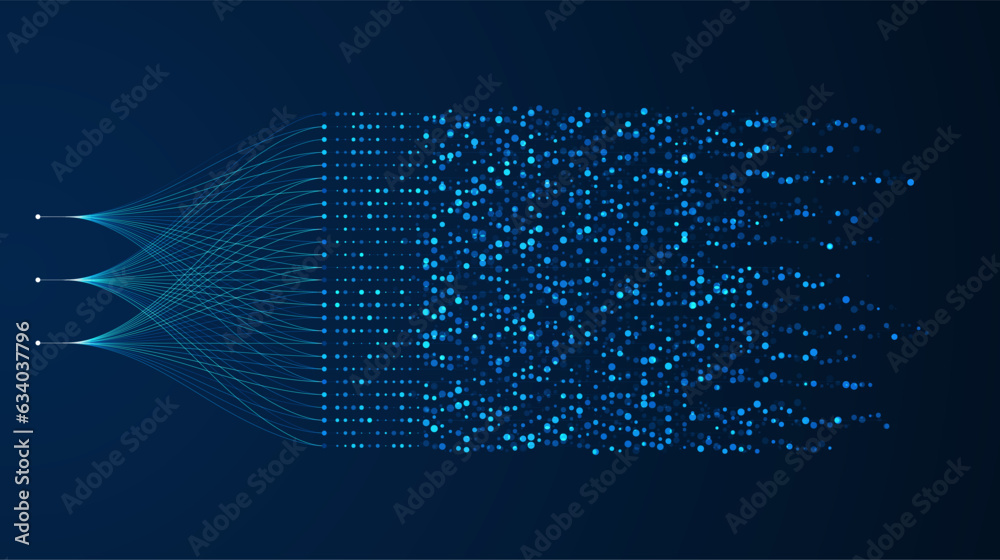Poster big data visualization. social network, financial analysis of complex databases. data mining. vector