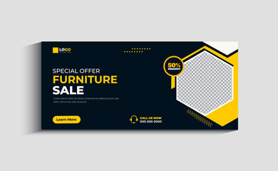Furniture Sale Social media post template. Cover banner Design