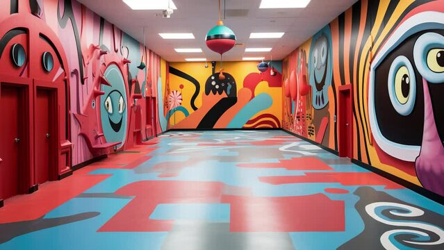 Surrealistic Wall in a Hallways School