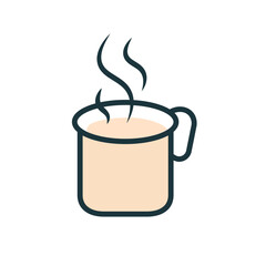 Hot coffee in a mug with steam icon. Isolated vector illustration.