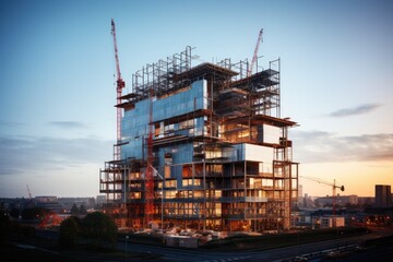 Fototapeta na wymiar Mock up high building under construction, civil and engineer and property concept. Generative AI