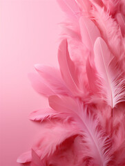 Coral pink textured feather background, ai generated 