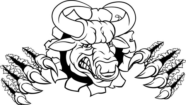 Bull Minotaur Longhorn Monster Cow Mascot Cartoon