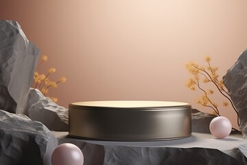 AI Generated Photo Abstract background for cosmetic product display stone podium minimal background,