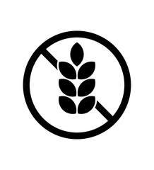 Black Gluten free label vector icons. No wheat symbols templates design for gluten free food package or dietetic product nutrition sign 