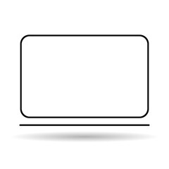 Laptop flat web icon shadow, notebook computer technology symbol , blank display vector illustration