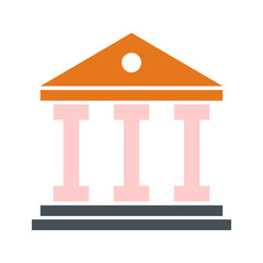 Building university architecture icon, museum roman symbol, flat design vector illustration