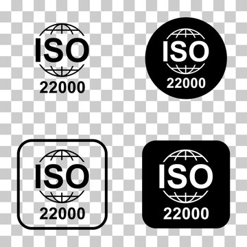 Iso 22000 icon. Food Management Systems. Standard quality symbol. Vector button sign isolated on white background