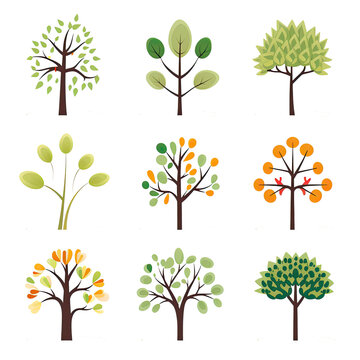 Various cartoon style trees pattern
