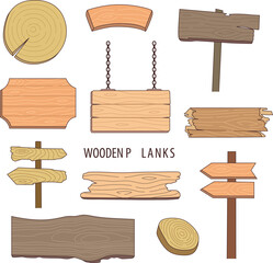set of wooden plank design element