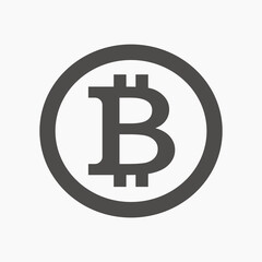 Coin bitcoin icon vector.  Digital money. Crypto currency symbol. Blockchain cryptocurrency symbol