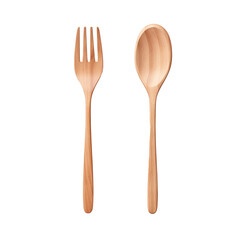 Wooden utensils on transparent background
