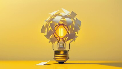 A yellow light bulb with a mosaic