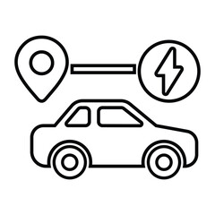 Ev, driving, range icon