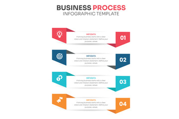 Colorful layout with 4 points of steps or list with arrows, infographic element template vector.