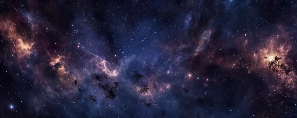 Foto auf Acrylglas Dark starry night space taken from James Webb Space Telescope, night sky, dark black and dark blue tone.  © MdKamrul