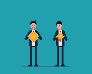 Difference between work and wages. Wage difference concept. Vector illustration in cartoon style