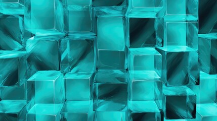 Aquamarine Cubes Wall Background