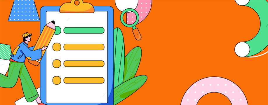 Invite friends to conduct questionnaire survey flat vector concept operation hand drawn illustration
