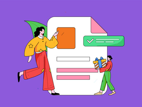 Invite friends to conduct questionnaire survey flat vector concept operation hand drawn illustration
