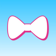 Bow Tie icon. Cerise pink with white Icon at picton blue background. Illustration.