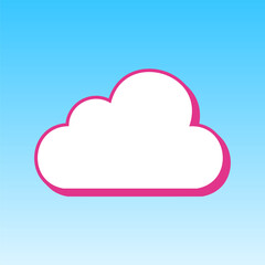 Cloud sign illustration. Cerise pink with white Icon at picton blue background. Illustration.